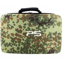 Сумка для консоли и геймпадов жесткая PS5 камуфляж зеленый