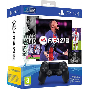 Dualshock 4 v2 + FIFA 21 + PS+ (черный)