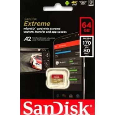 Карта памяти 64gb sandisk class 10 extreme a2 uhs-i u3 130 mb/s